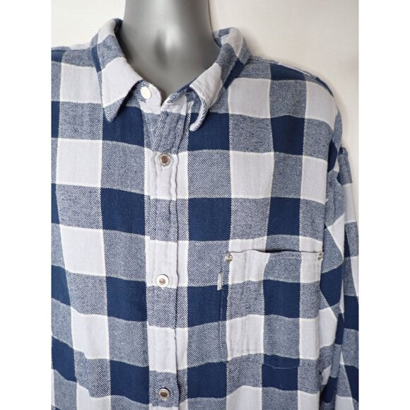 Levi's Silvertab Oversized Men's XXL Long Sleeve Flannel Shirt Blue Plaid - Picture 3 of 7